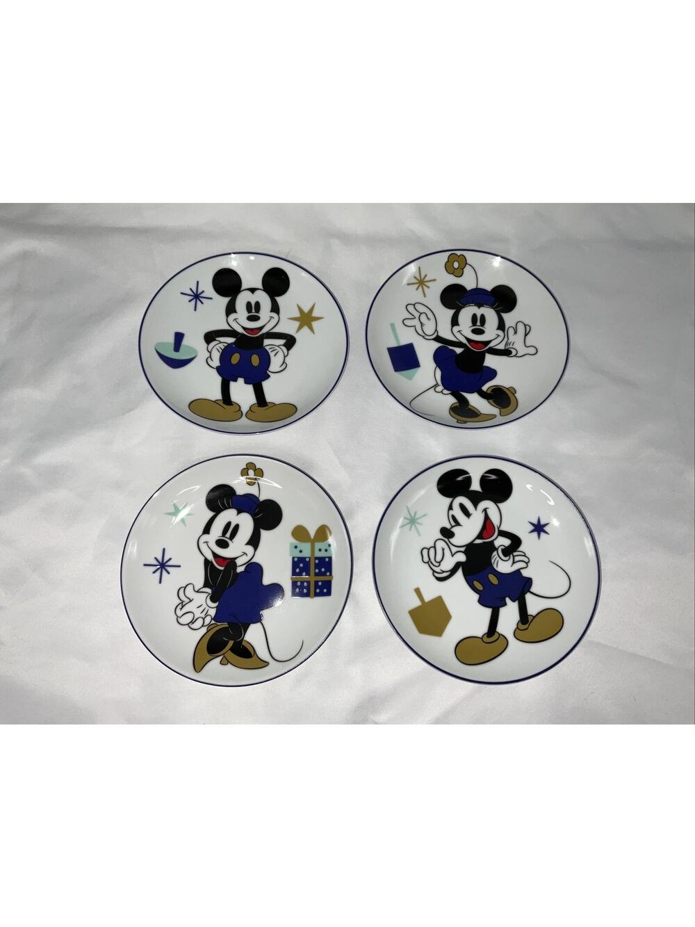 Disney Mickey & Minnie Mouse Hanukkah Celebration Appetizer Side Plates Set of 4